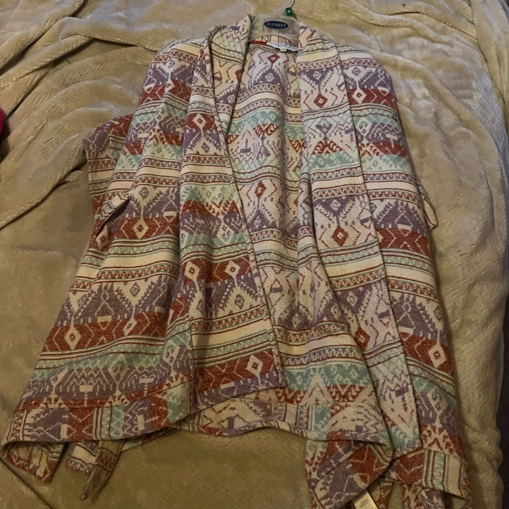 Multicolor Geometric Patterned poncho - Picture 3 of 3